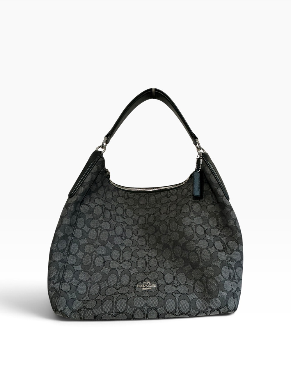 NWT Coach Black Gray Signature Canvas Shoulder Bag